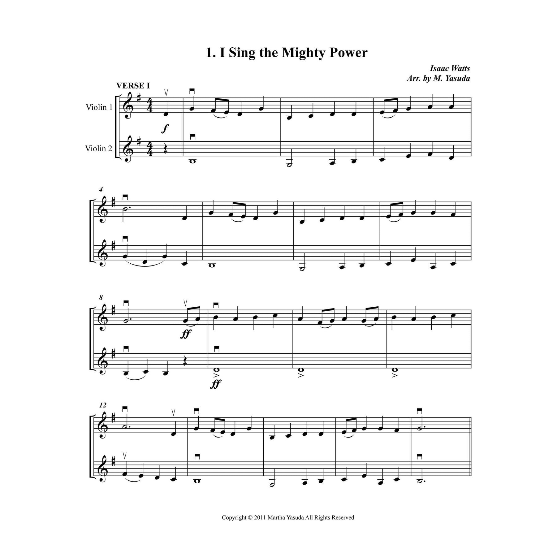 Yasuda, Martha - Hymn Melodies For Two Violins, Volume I - Digital Download