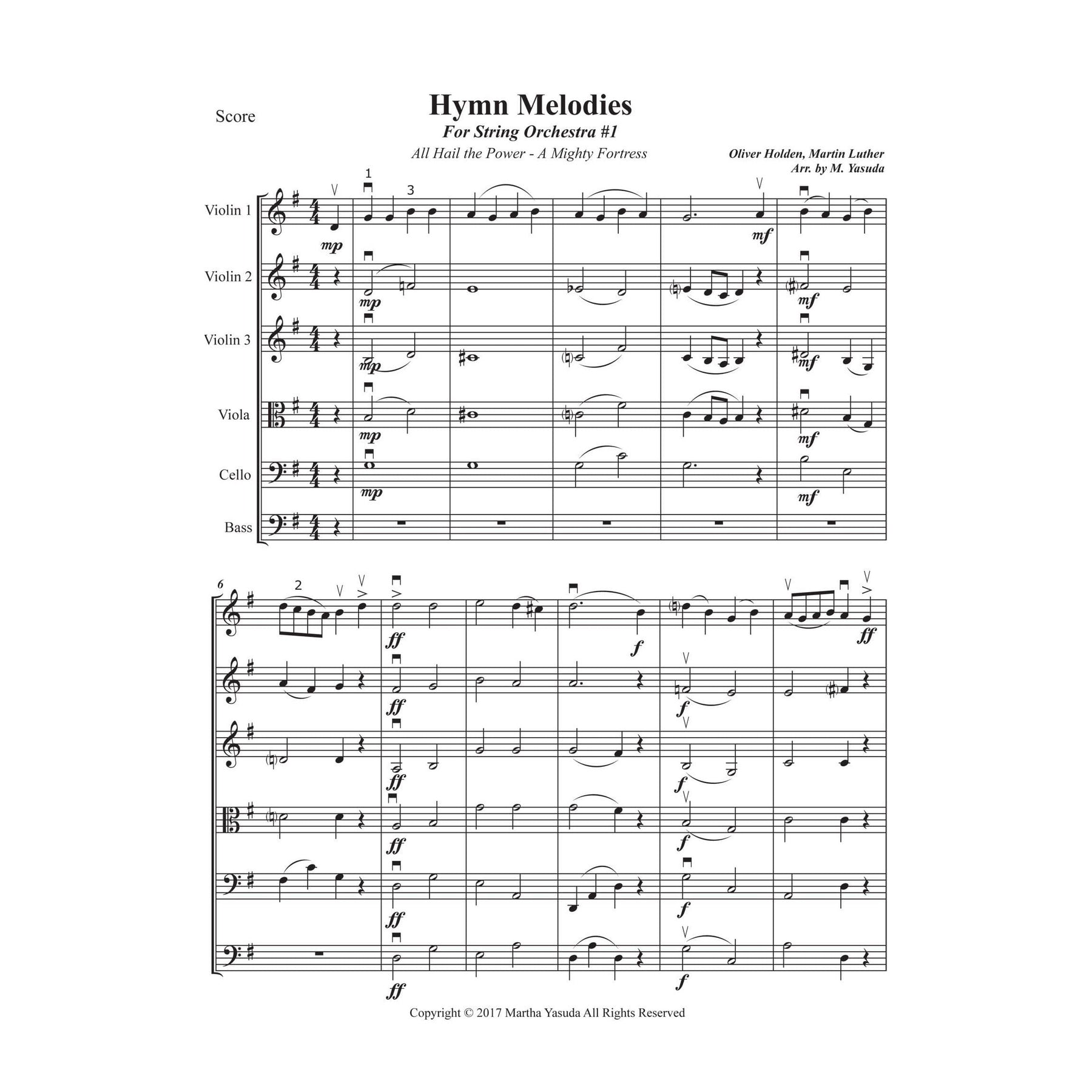 Yasuda, Martha - Hymn Melodies For String Orchestra / Quartet - Digital Download