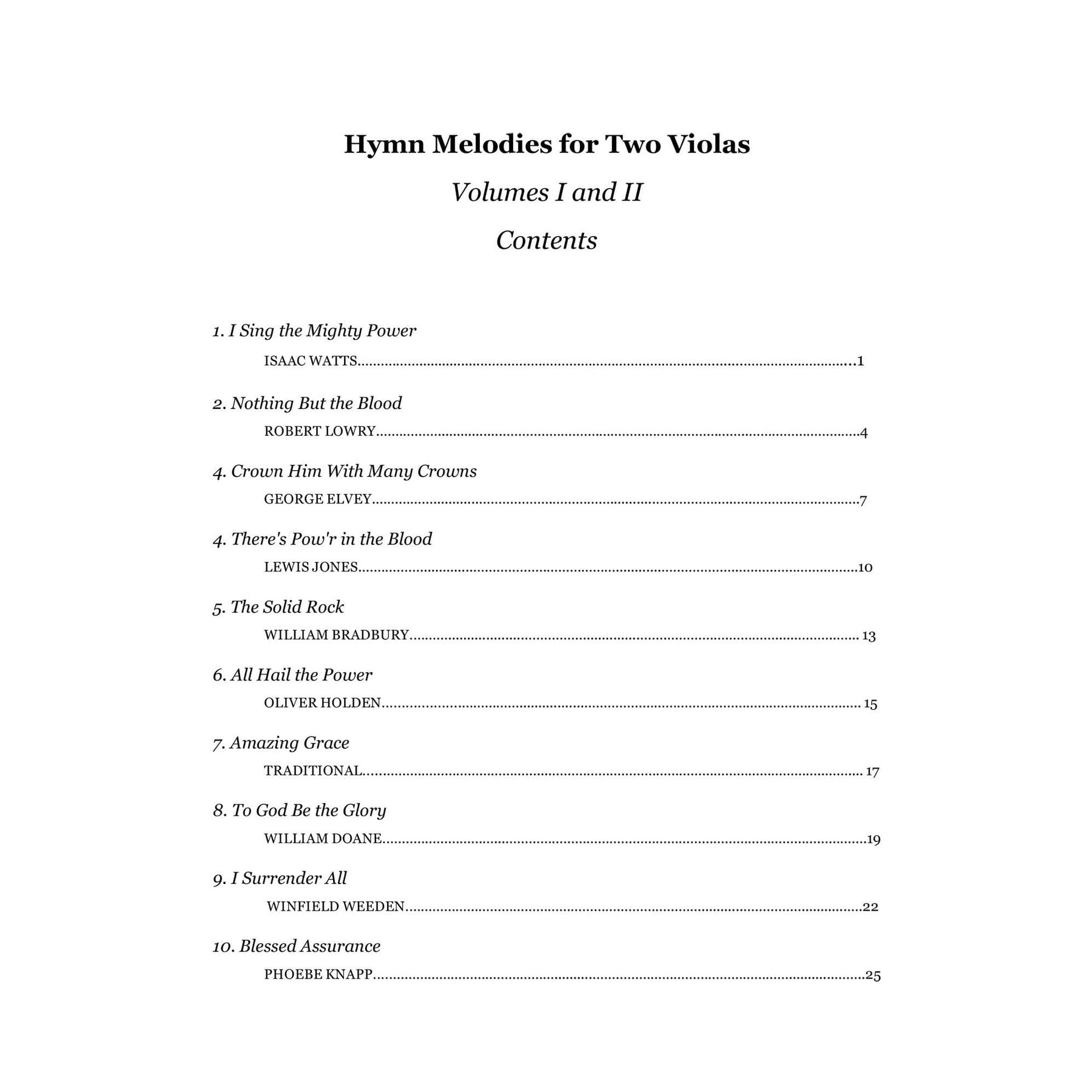 Yasuda, Martha - Hymn Melodies For Two Violas, Volume I - Digital Download