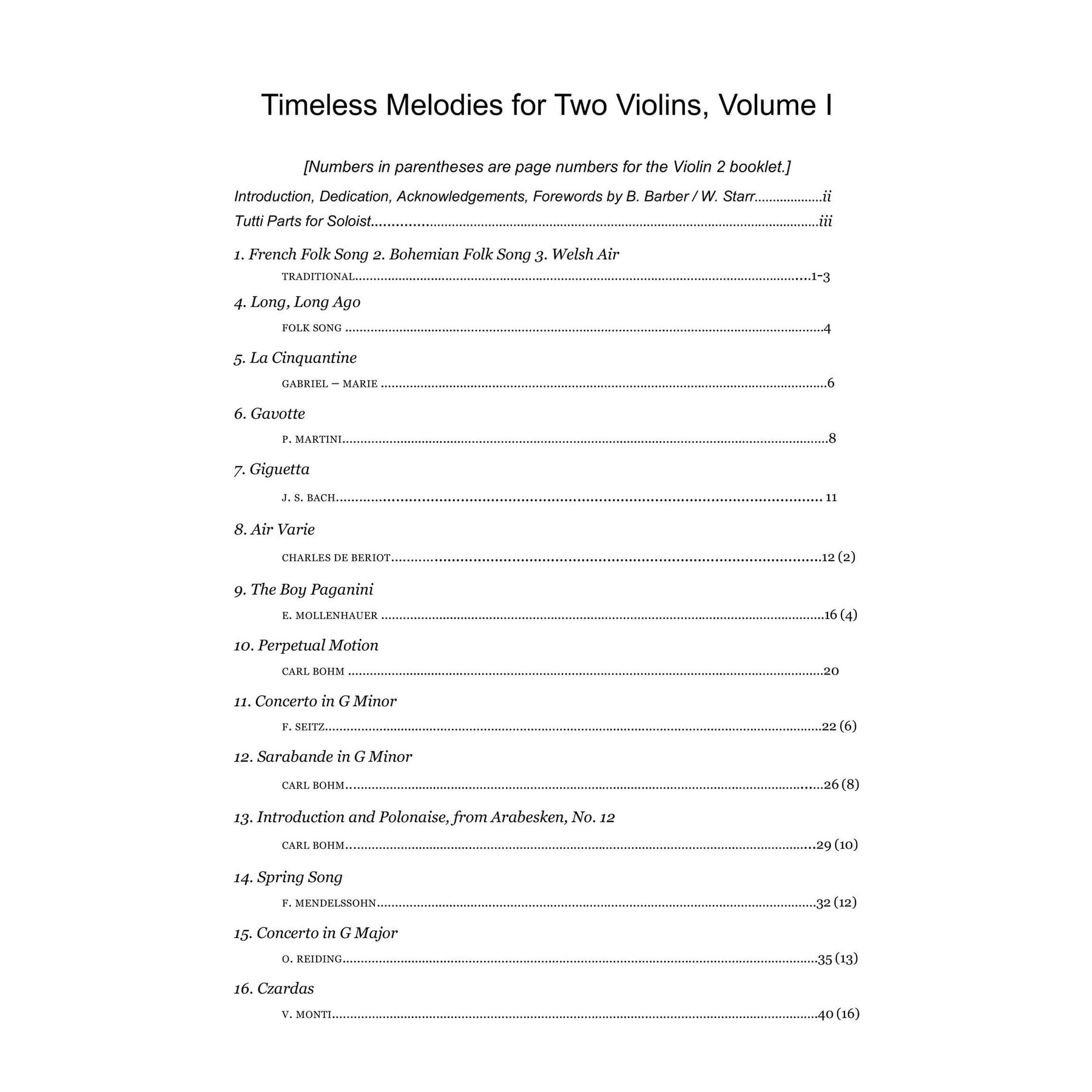 Yasuda, Martha - Timeless Melodies For Two Violins, Volume I - Digital Download