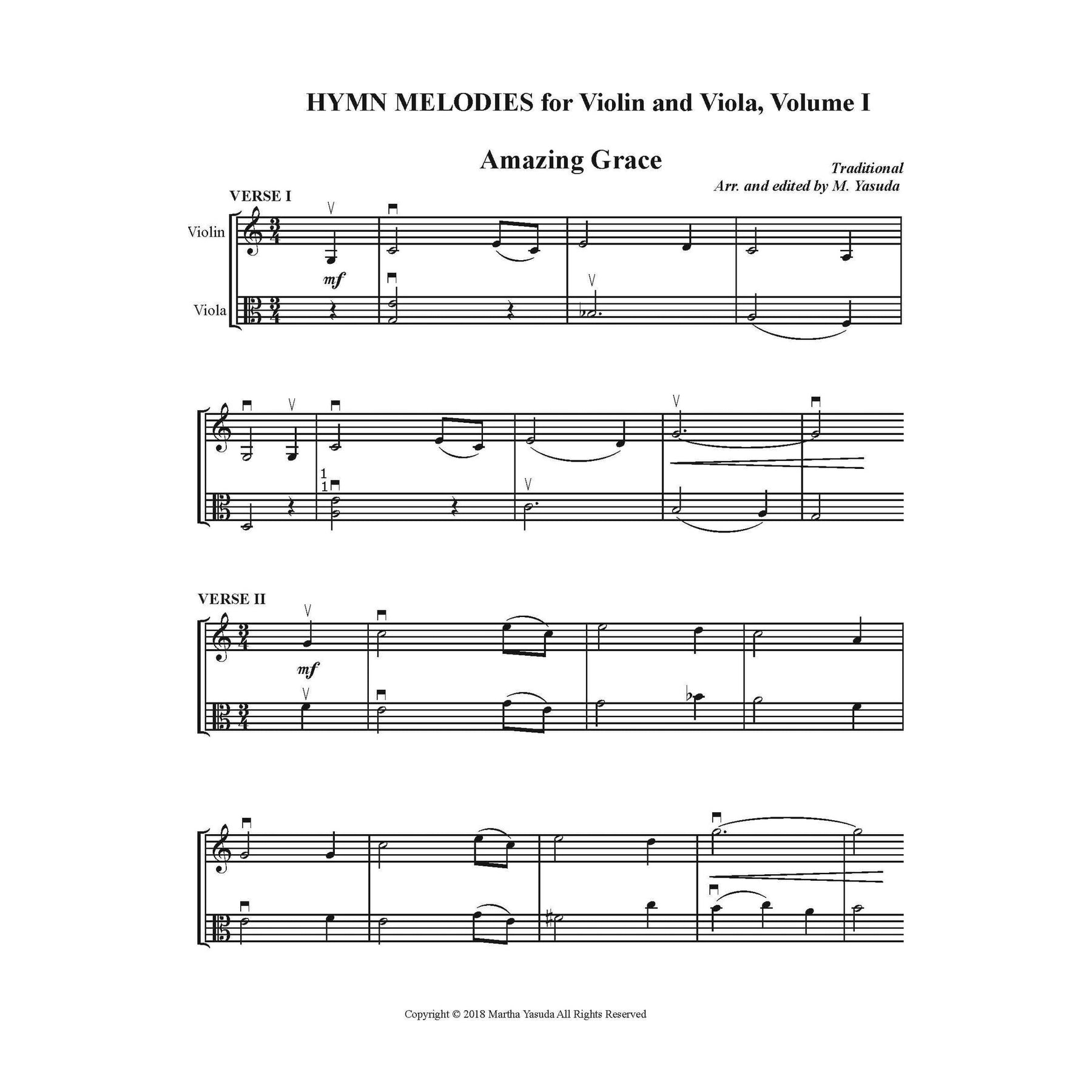 Yasuda Hymn Melodies Violin & Viola Vol 1 Digital