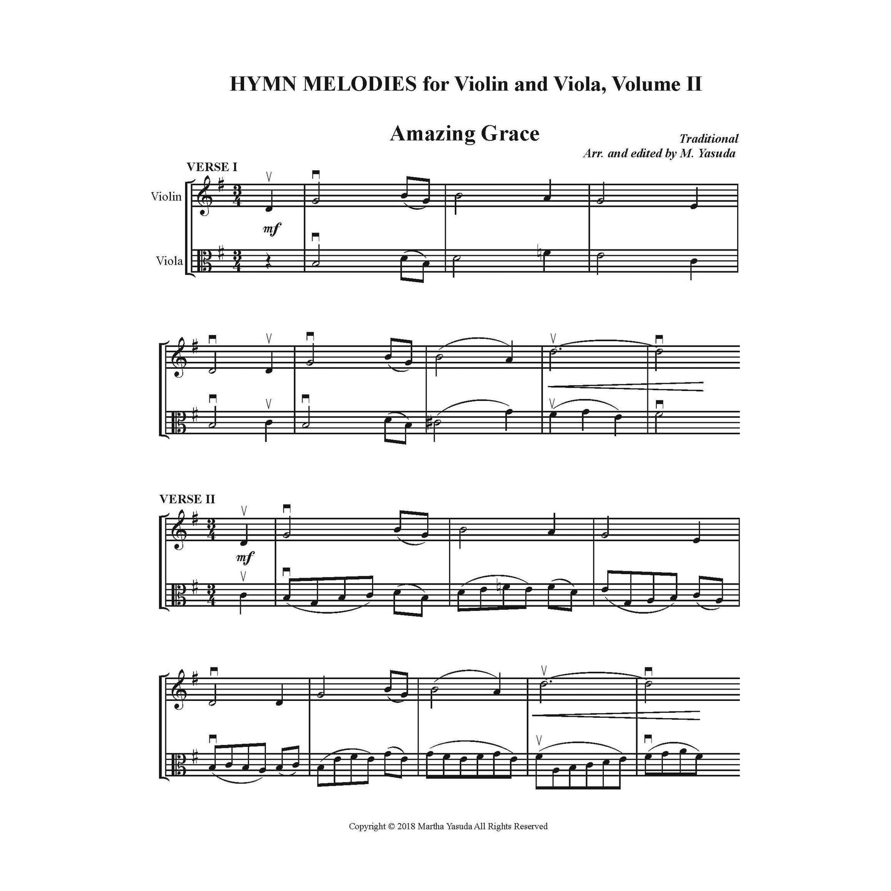 Yasuda Hymn Melodies Violin & Viola Vol 2 Digital