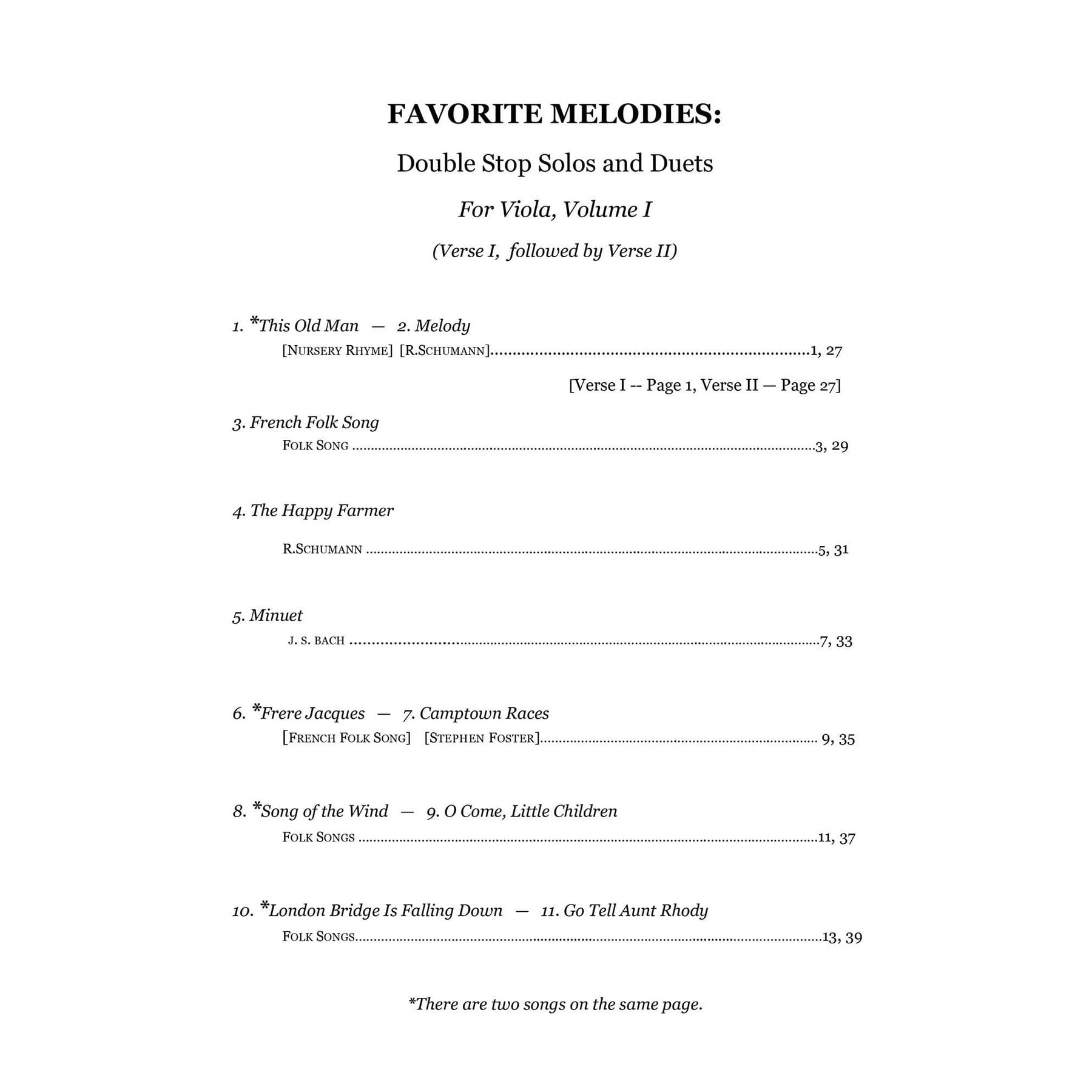 Yasuda, Martha - Favorite Melodies: Double Stop Solos and Duets for Viola, Volume I - Digital Download