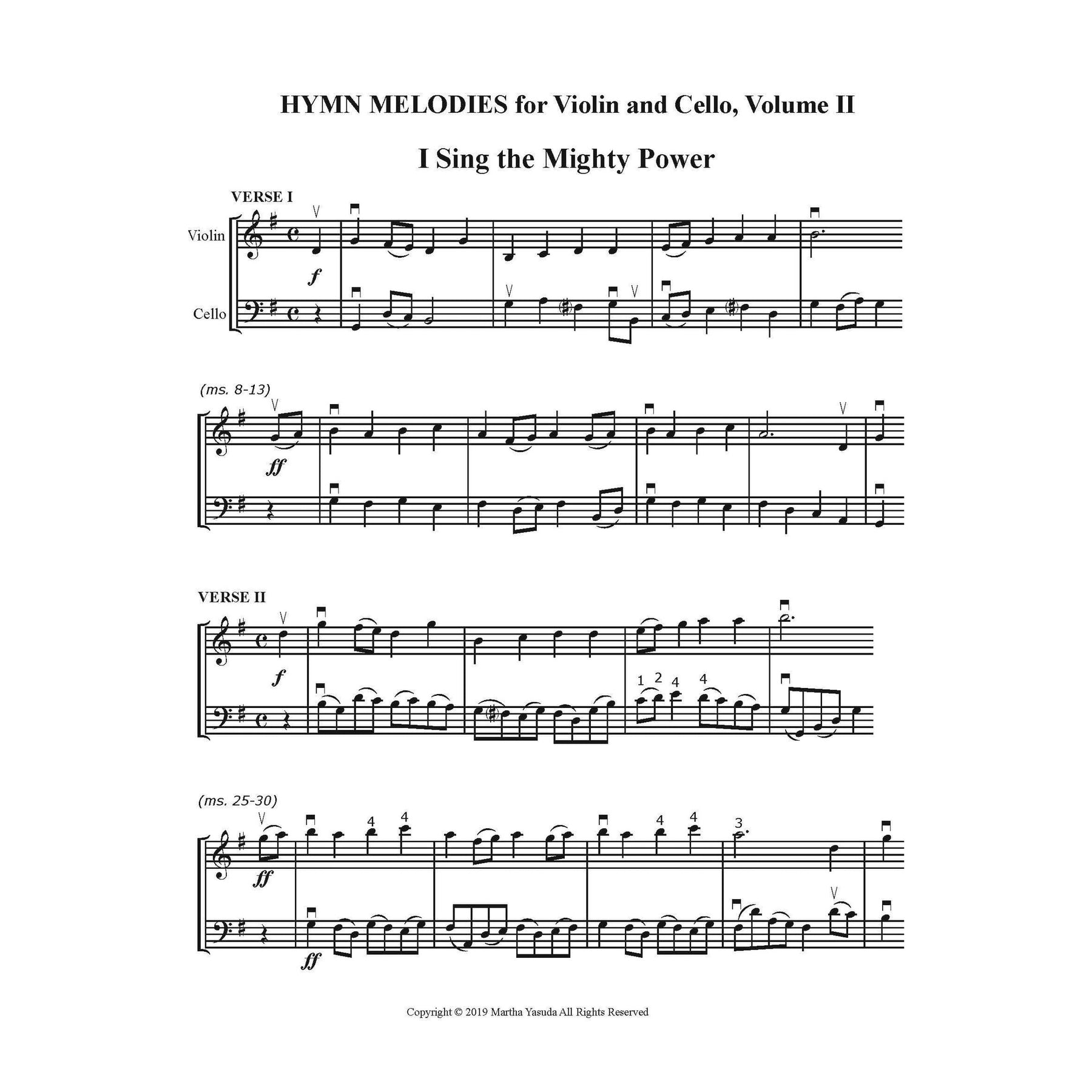 Yasuda, Martha - Hymn Melodies For Violin and Cello, Volume II - Digital Download