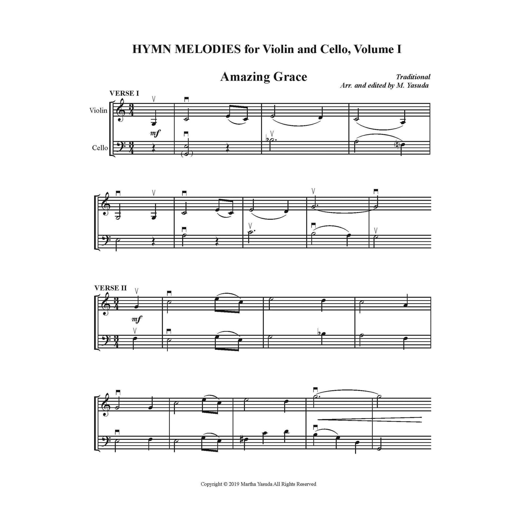 Yasuda, Martha - Hymn Melodies For Violin and Cello, Volume I - Digital Download