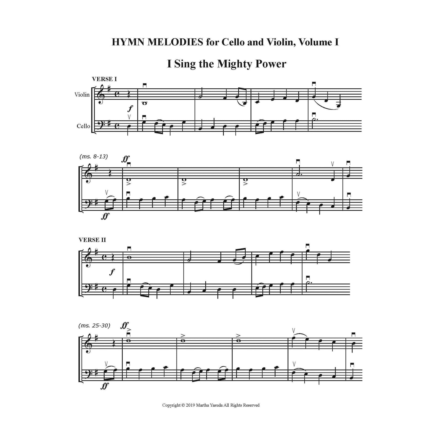 Yasuda, Martha - Hymn Melodies For Cello and Violin, Volume I - Digital Download