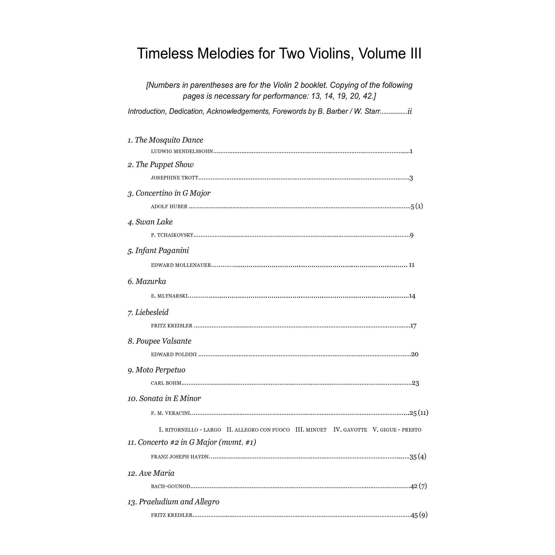 Yasuda, Martha - Timeless Melodies For Violin and Viola, Volume II - Digital Download