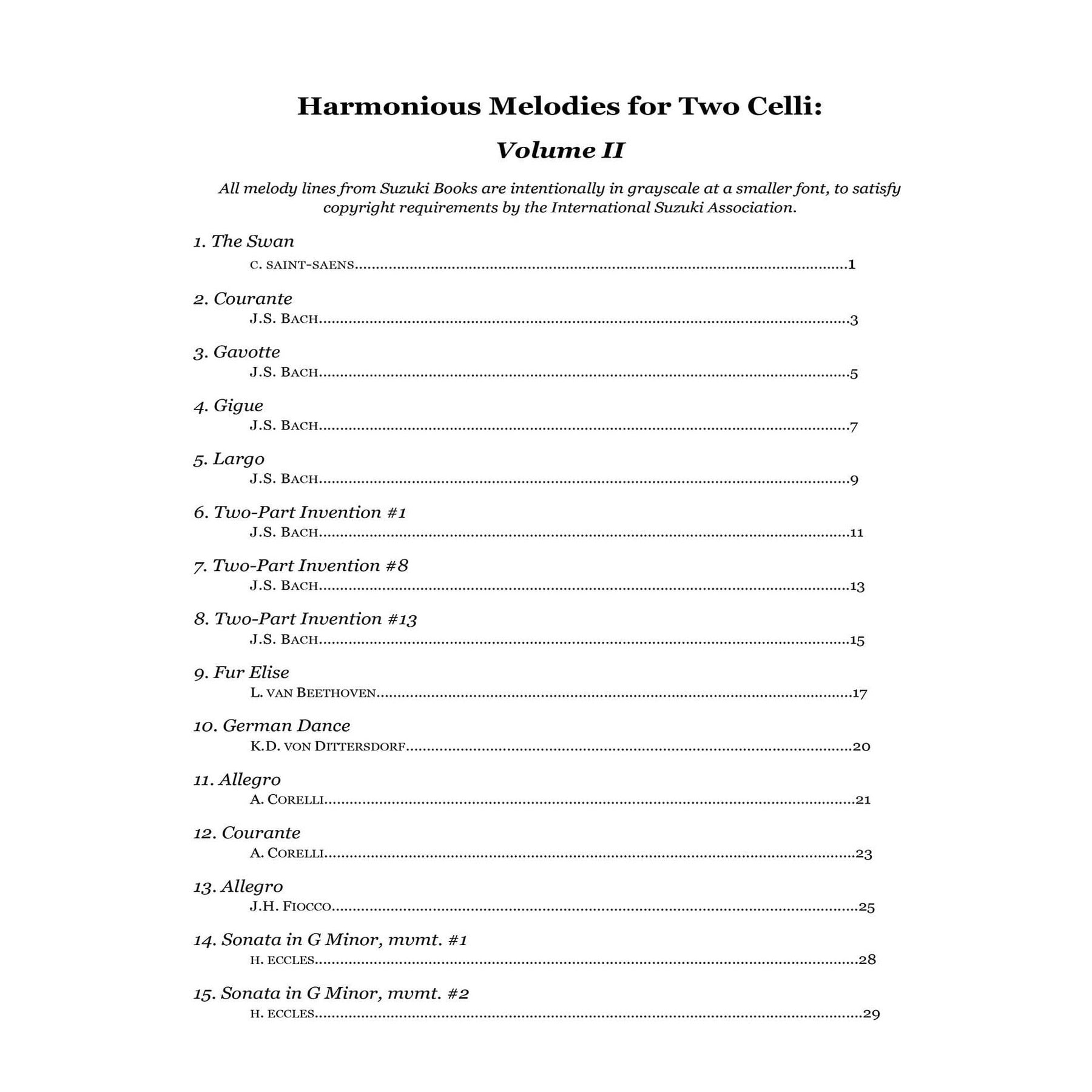 Yasuda, Martha - Harmonious Melodies For Two Celli, Volume 2 - Digital Download