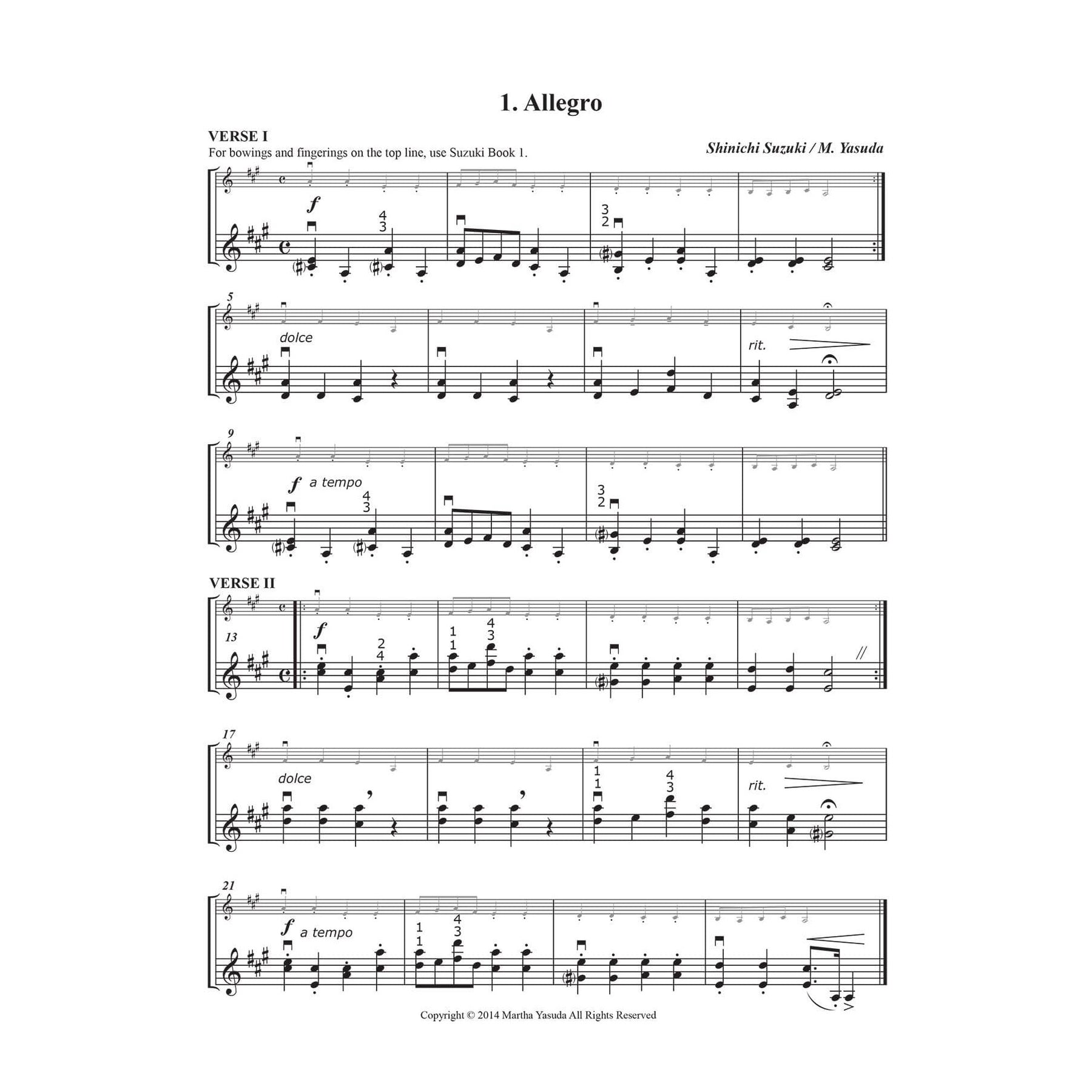 Yasuda, Martha - Folk Song Melodies For Violin: Advanced Double Stop Accompaniments and Simplified Trios - Digital Download