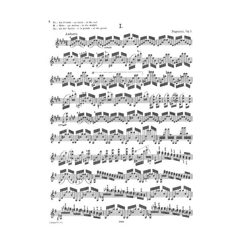 Paganini, Niccolo - 24 Caprices for Violin, Op 1 - Solo Violin - edited by Carl Flesch - Peters