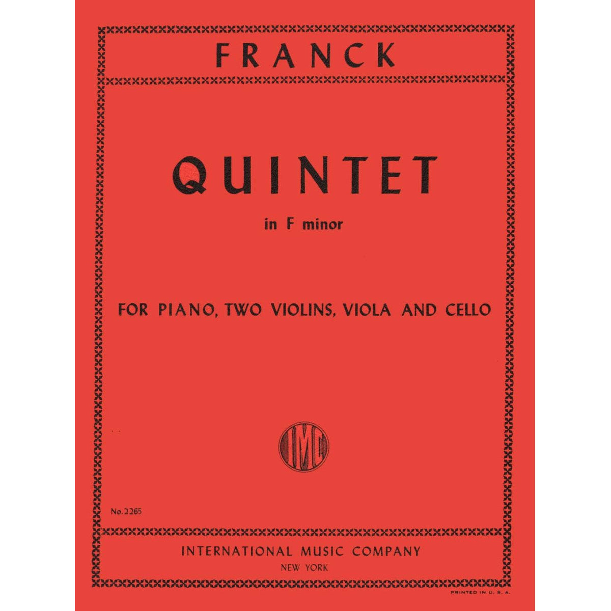 Franck, César - Piano Quintet in f minor - Two Violins, Viola, Cello, and Piano - International Edition