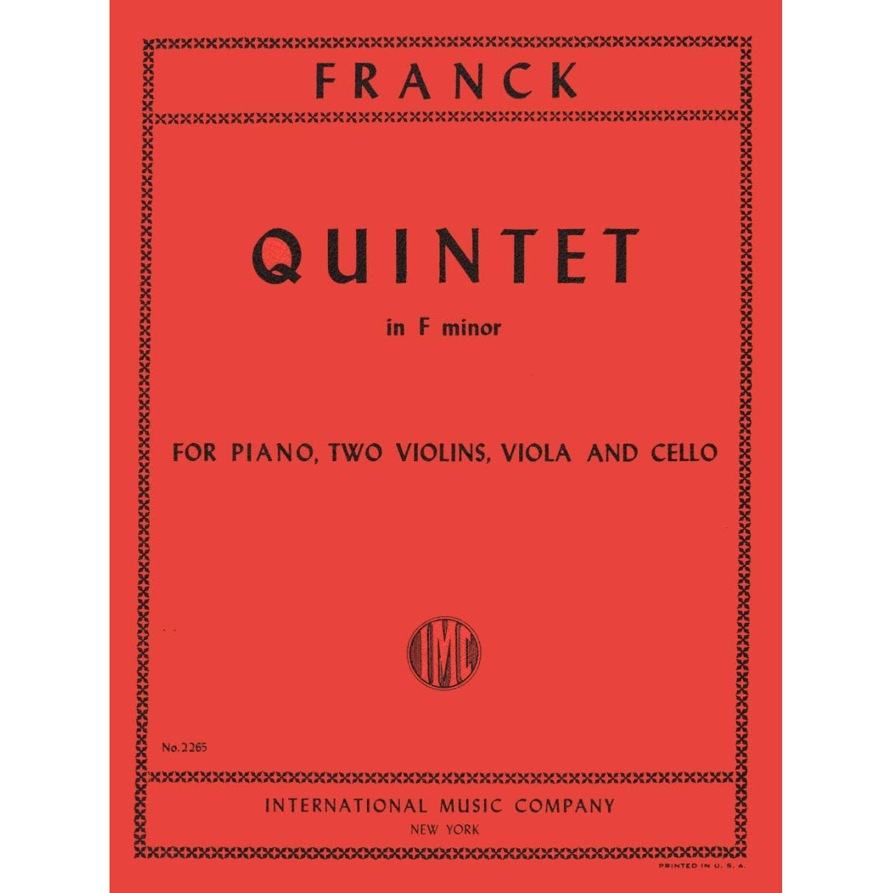 Franck, César - Piano Quintet in f minor - Two Violins, Viola, Cello, and Piano - International Edition