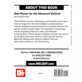 Solo Pieces For The Advanced Violinist - for Violin and Piano - arranged by Craig Duncan - Mel Bay Publications