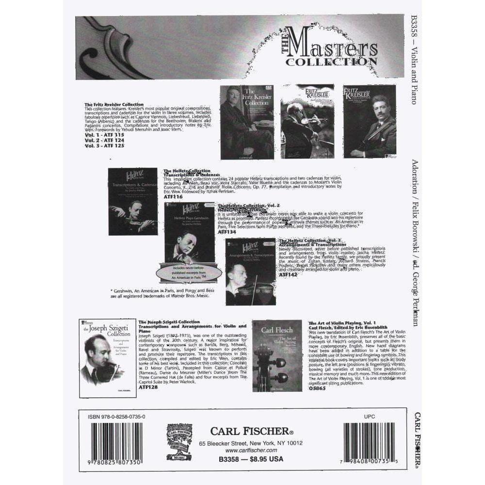 Borowski, Felix - Adoration for Violin and Piano - Arranged by Perlman - Fischer Edition