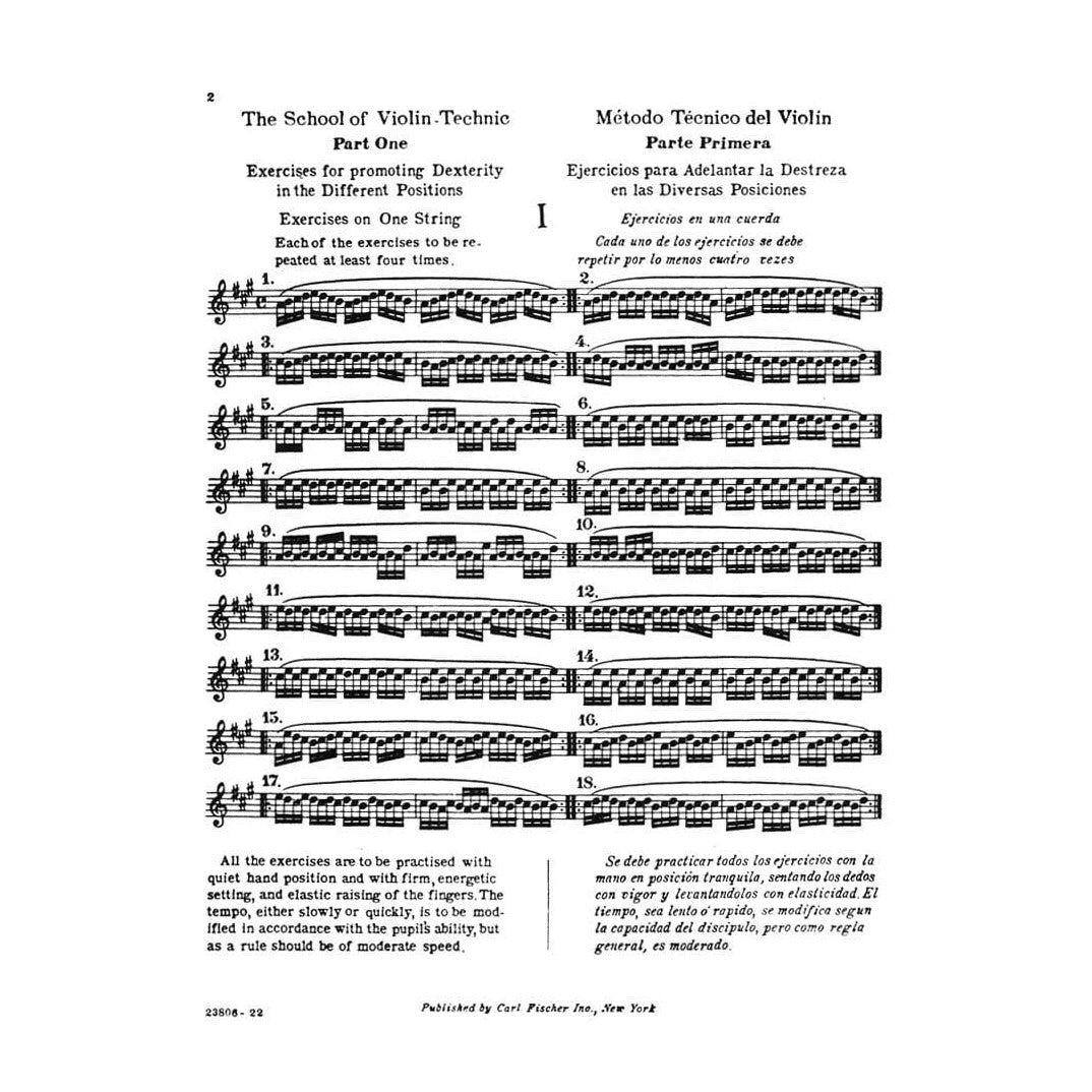 Schradieck, Henry - School of Violin-Technic, Book 1 - for Violin - Carl Fischer