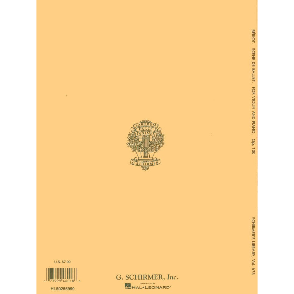 Beriot, Charles De - Scene De Ballet Op 100 for Violin and Piano - Schirmer Edition