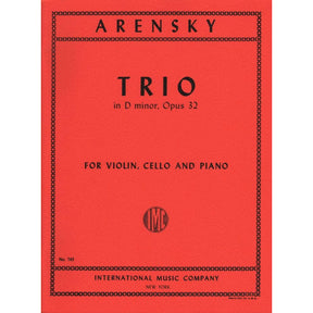Arensky, Anton - Piano Trio No 1 in d minor, Op 32 for Violin, Cello and Piano - International Edition
