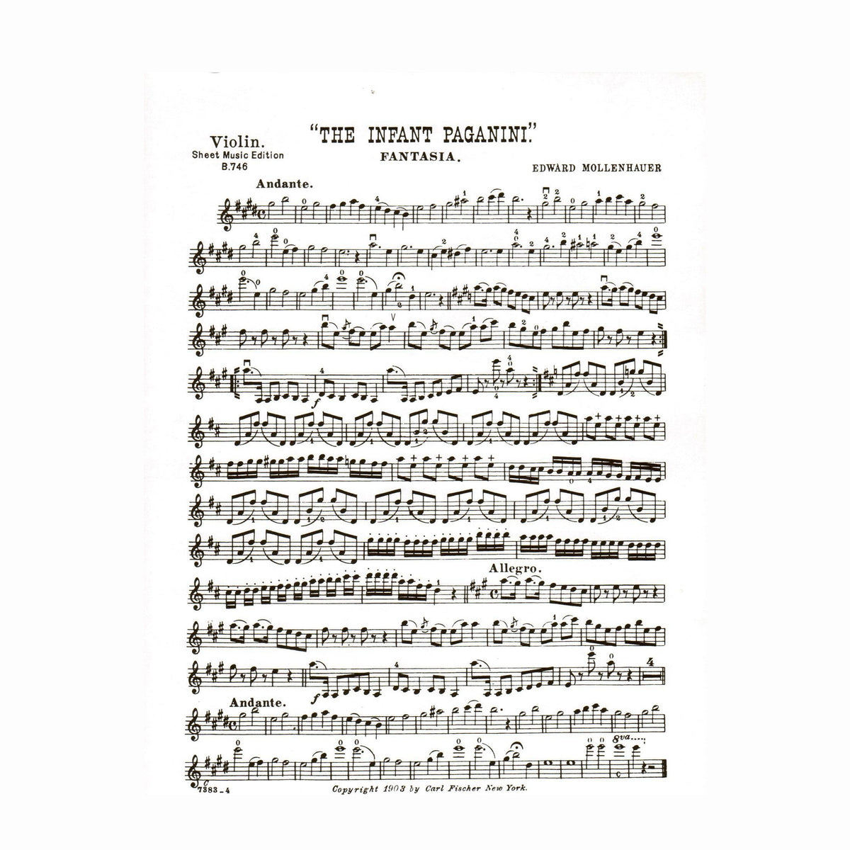 Mollenhauer, Edward - The Infant Paganini (Fantasia) - Violin and Piano - Carl Fischer Edition
