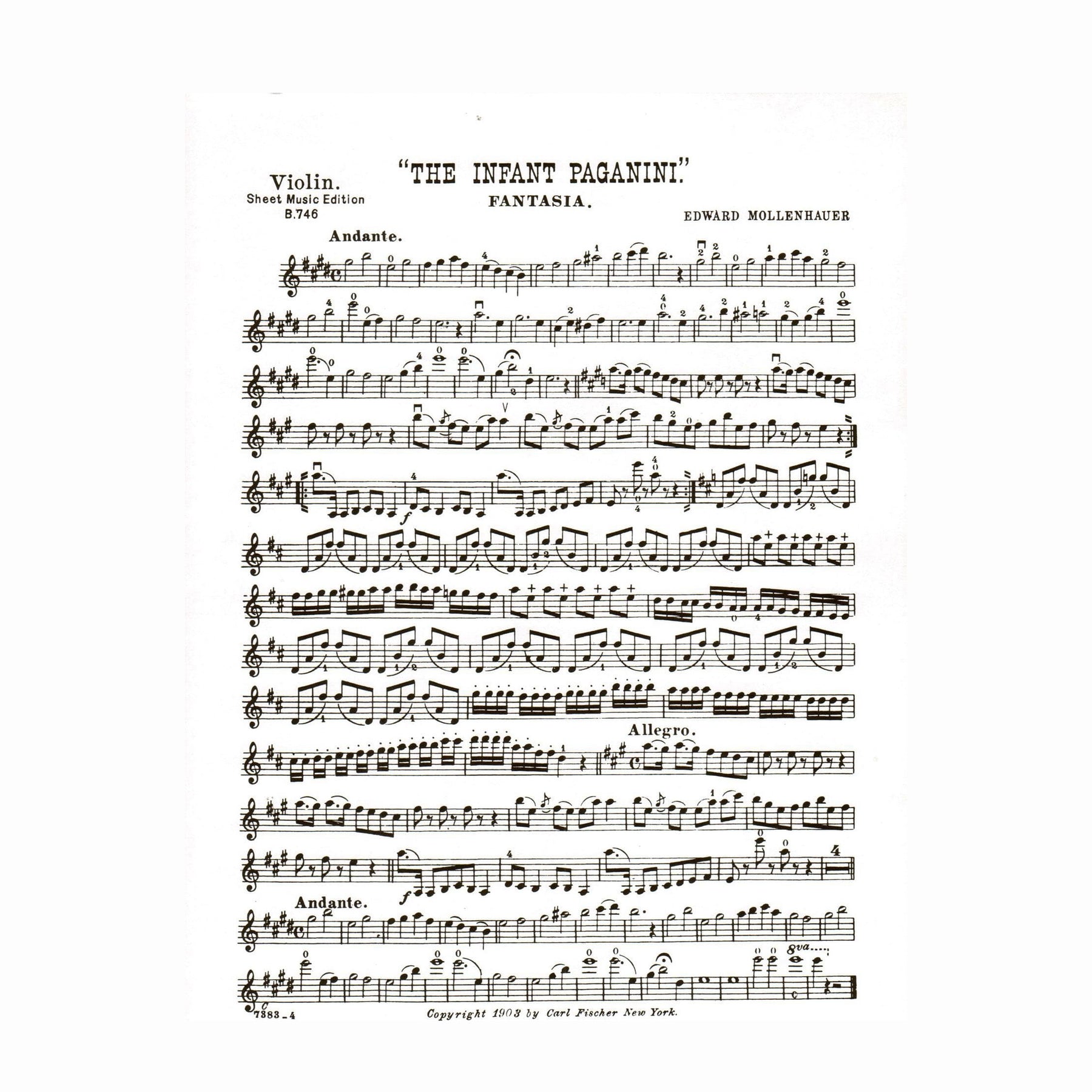 Mollenhauer, Edward - The Infant Paganini (Fantasia) - Violin and Piano - Carl Fischer Edition