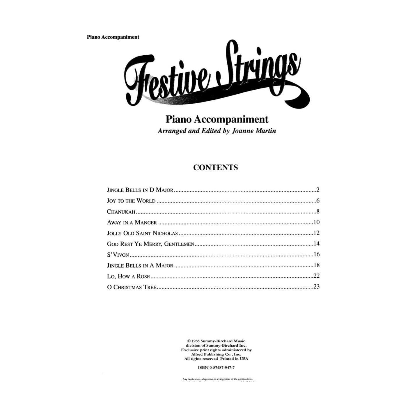 Martin, Joanne - Festive Strings - Piano Accompaniment - Alfred Music Publishing