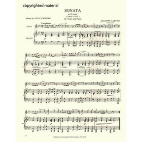 Tartini, Giuseppe - Violin Sonata in G Minor, "Devil's Trill" - Violin and Piano - edited by Fritz Kreisler - International Music Company