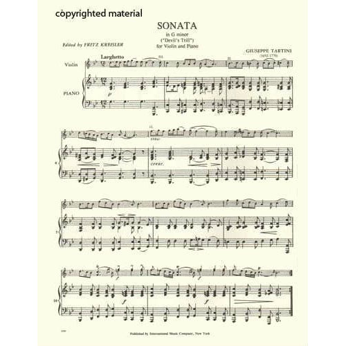 Tartini, Giuseppe - Violin Sonata in G Minor, "Devil's Trill" - Violin and Piano - edited by Fritz Kreisler - International Music Company
