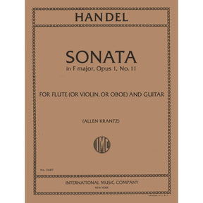 Handel, George Frideric - Sonata in F Major, Op 1, No 11, HWV 369 - Flute (or Violin or Oboe) and Guitar - edited by Allen Krantz - International Edition