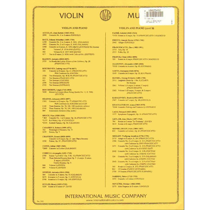 Arcangelo Corelli - 3 Selected Violin Sonatas, Op 5 - Violin and Piano - edited by Gustav Jensen - International Music Company