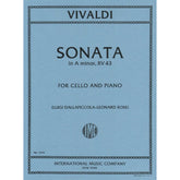 Vivaldi, Antonio - Sonata in a minor F XIV No 3 RV 43 For Cello and Piano Edited by Leonard Rose Published by International Music Company