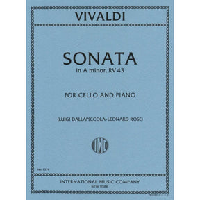 Vivaldi, Antonio - Sonata in a minor F XIV No 3 RV 43 For Cello and Piano Edited by Leonard Rose Published by International Music Company