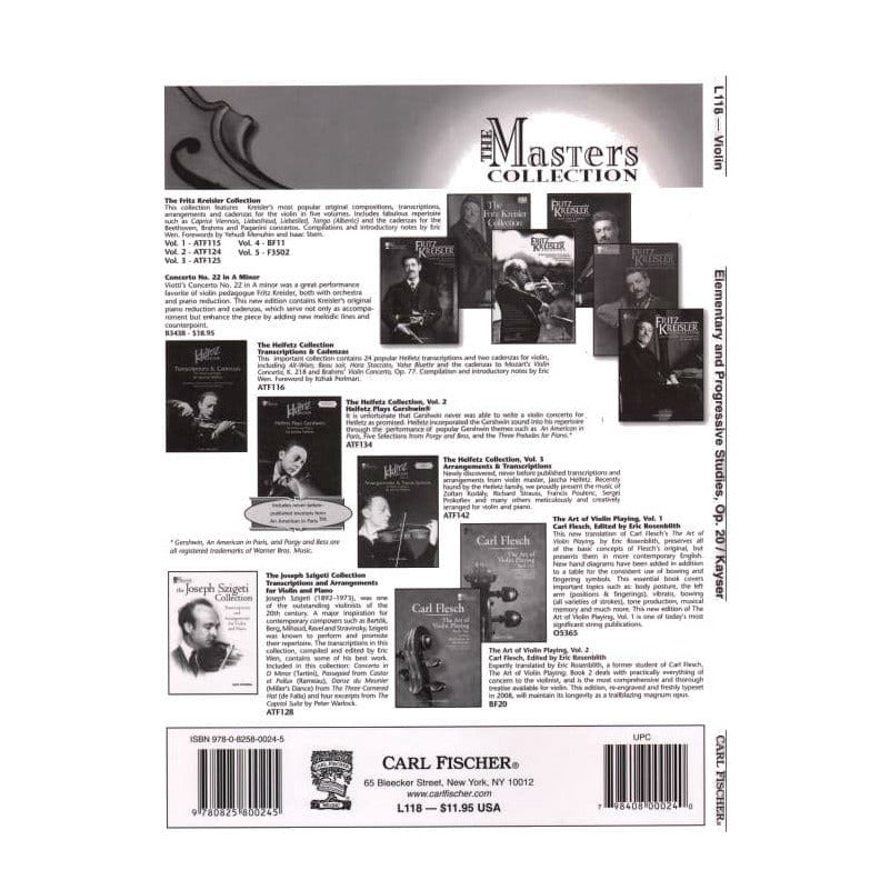 Kayser, Heinrich Ernst - 36 Elementary and Progressive Studies, Op 20 (Complete) - Violin - Carl Fischer Edition