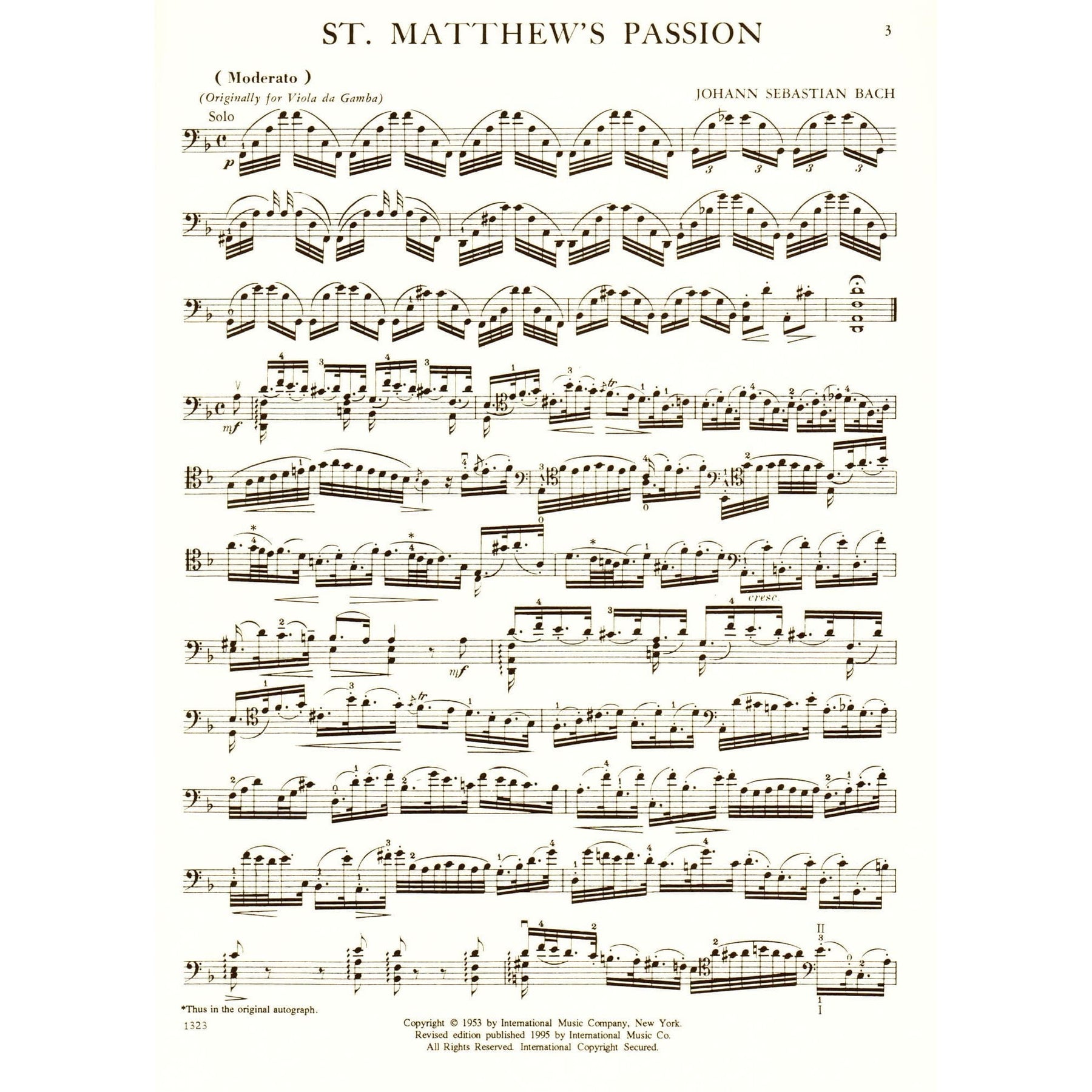 Orchestral Excerpts, Volume 3 - Cello - edited by Leonard Rose and Nathan Stutch - International Music Company