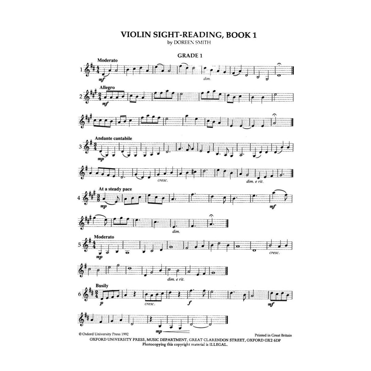 Smith - Sight Reading, Book 1 - Violin Published by Oxford University Press