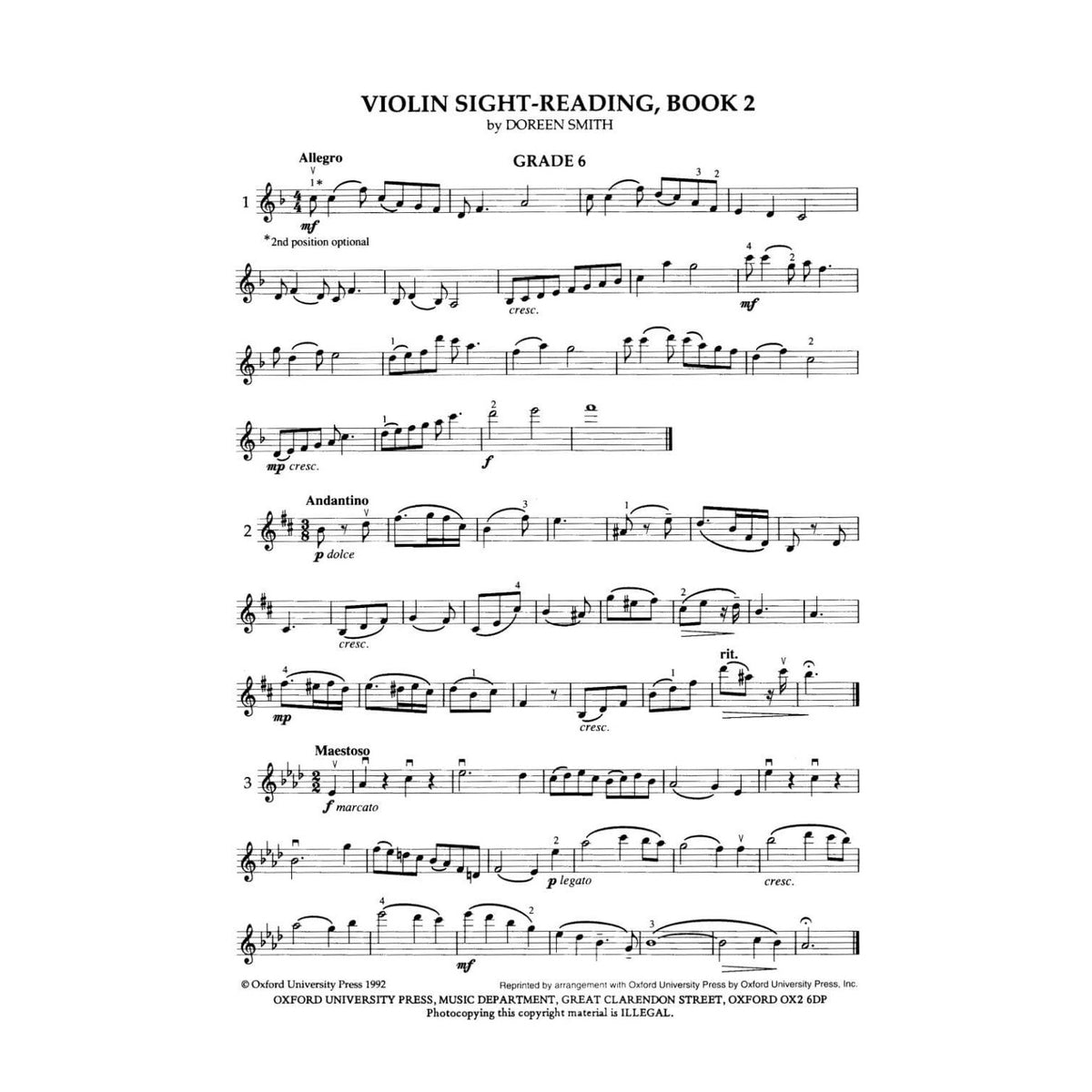 Smith - Sight Reading, Book 2 - Violin Published by Oxford University Press