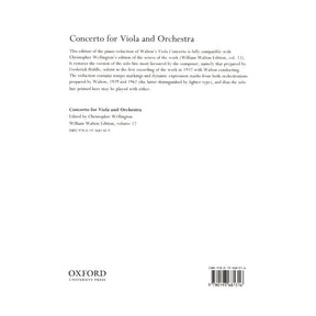 Walton, William - Concerto For Viola ( 1929 Revised 1962 ) With Piano Reduction Published by Oxford University Press