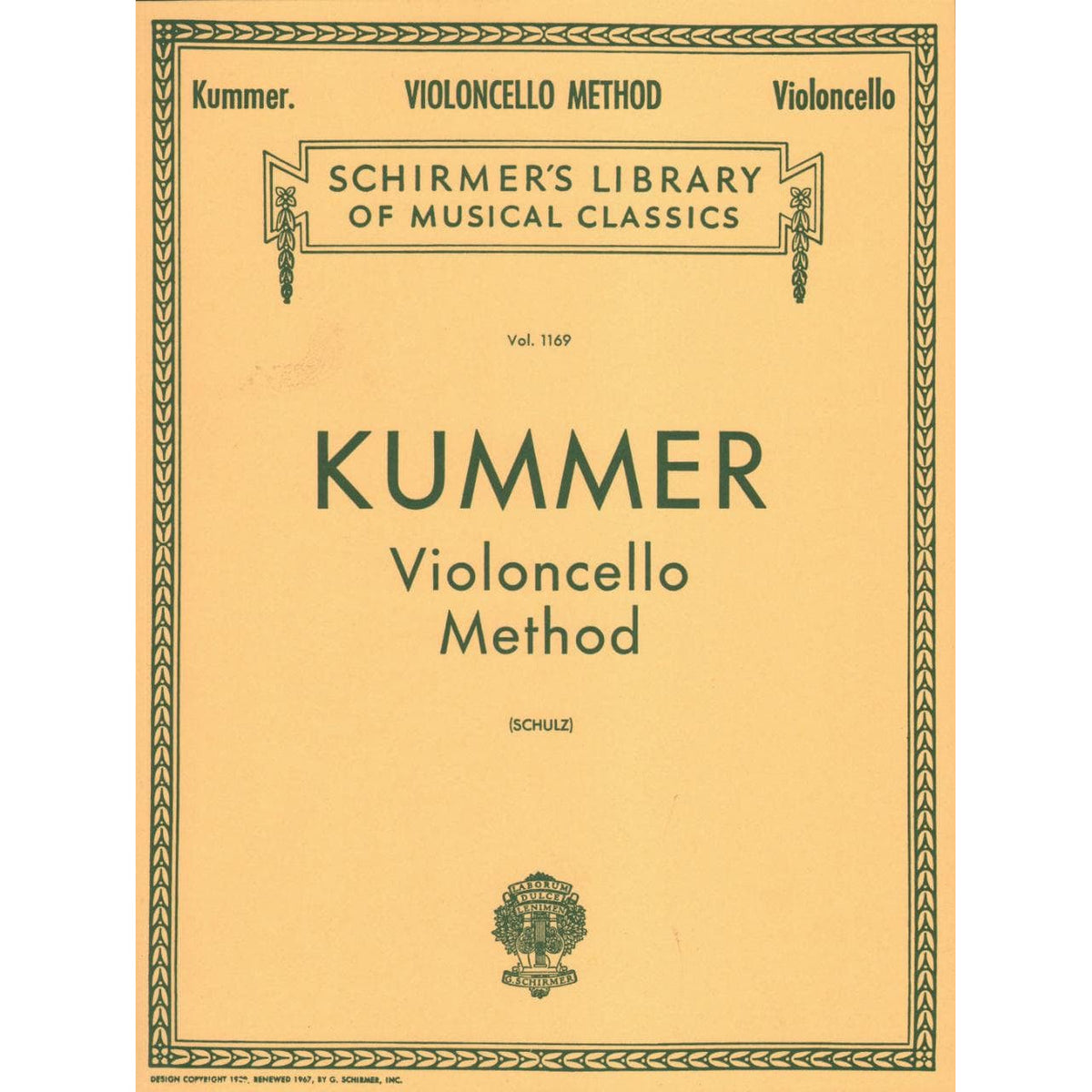 Kummer, FA - Violoncello Method, Op 60 - Cello solo - edited by Leo Schulz - G Schirmer Edition