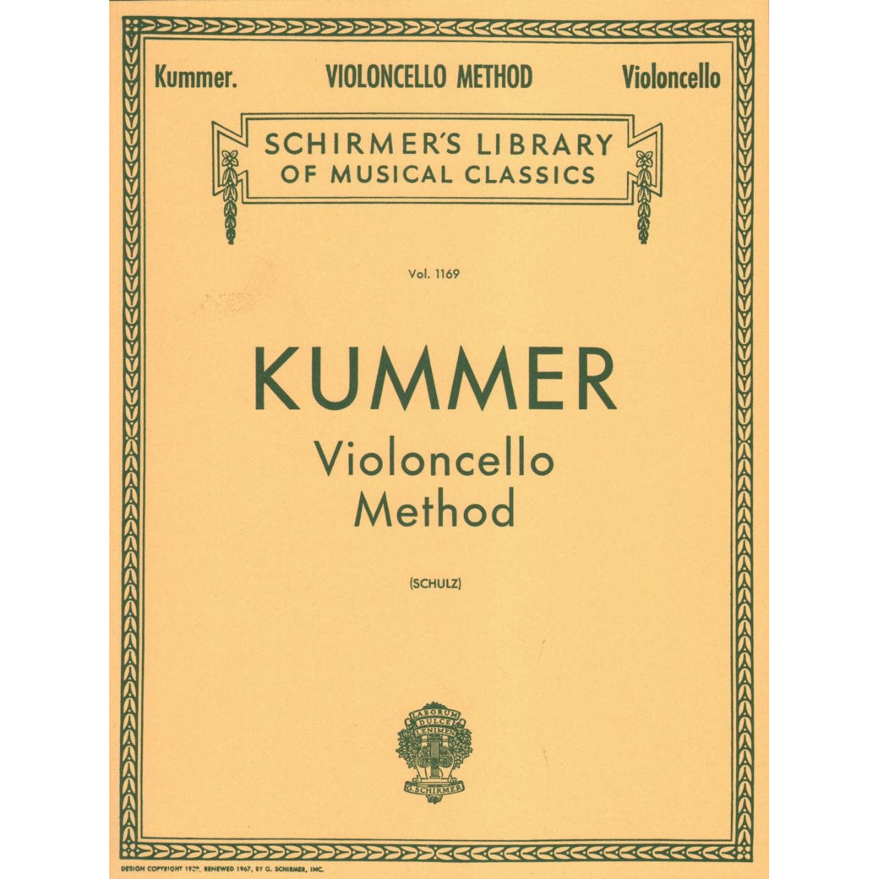 Kummer, FA - Violoncello Method, Op 60 - Cello solo - edited by Leo Schulz - G Schirmer Edition
