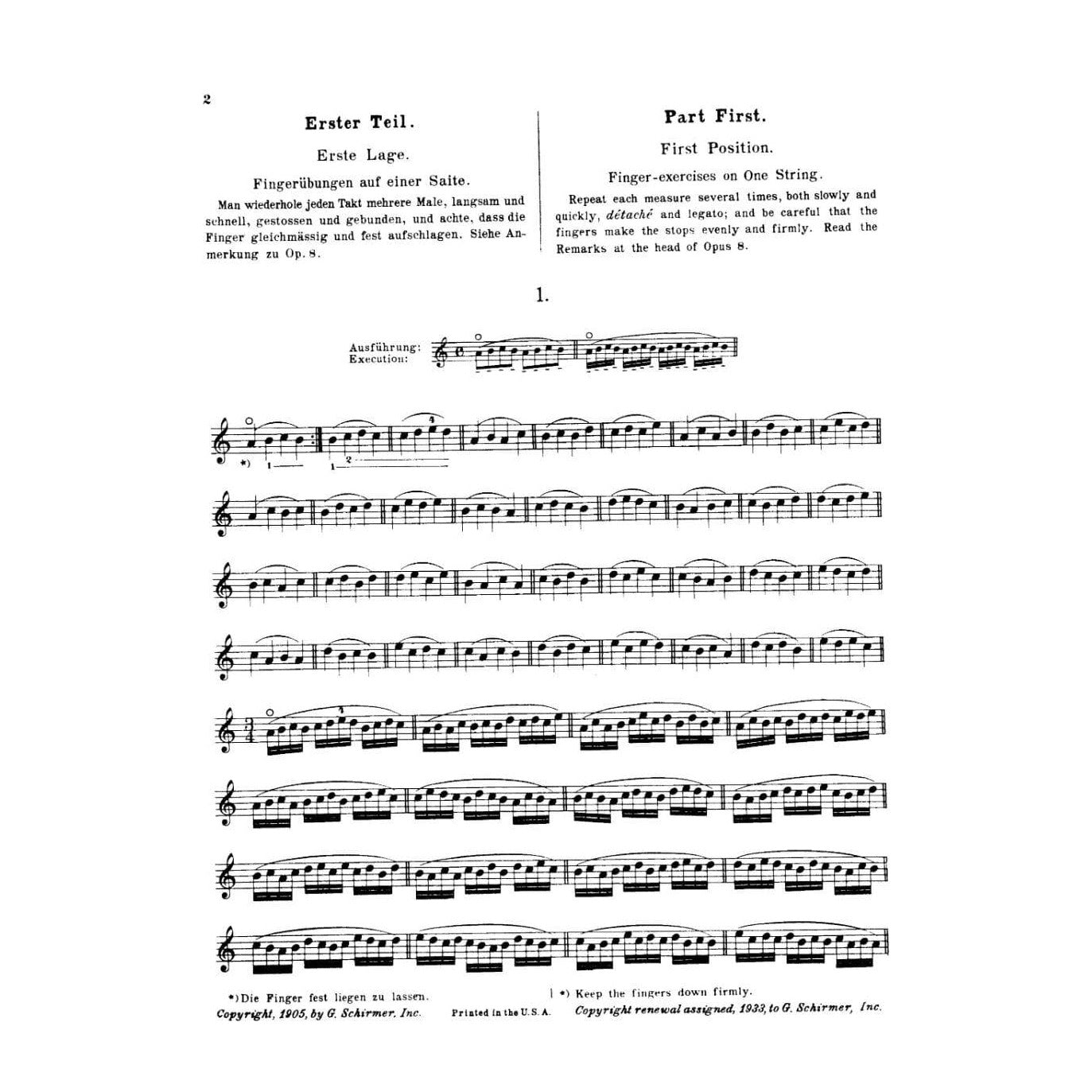 Sevcik, Otakar - School of Violin Technique, Op 1, Part 1 - for Violin - G Schirmer