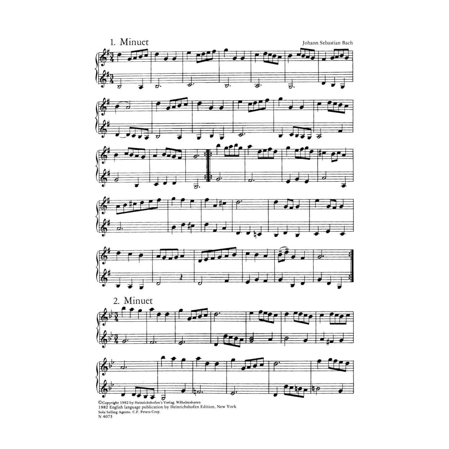 Bach, JS - Easy Violin Duets for Two Violins - Heinrichshofen's Verlag Edition
