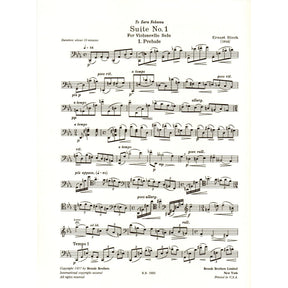 Bloch, Ernest - Suite No 1 for Cello (1956) - Broude Brothers Edition