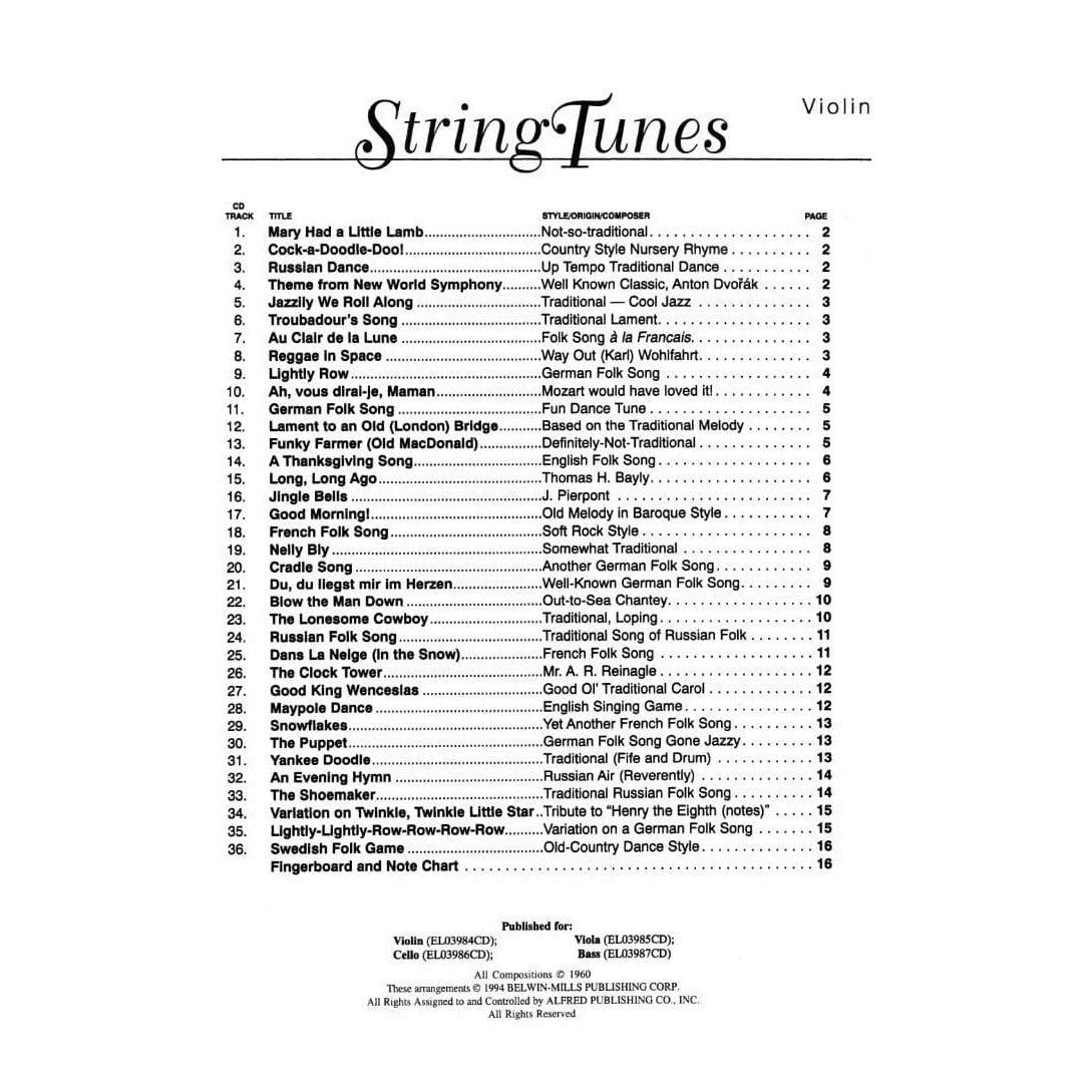 Applebaum, Samuel - String Tunes: A Very Beginning Solo (or Unison) Songbook for Violin with CD - Belwin/Mills Publication