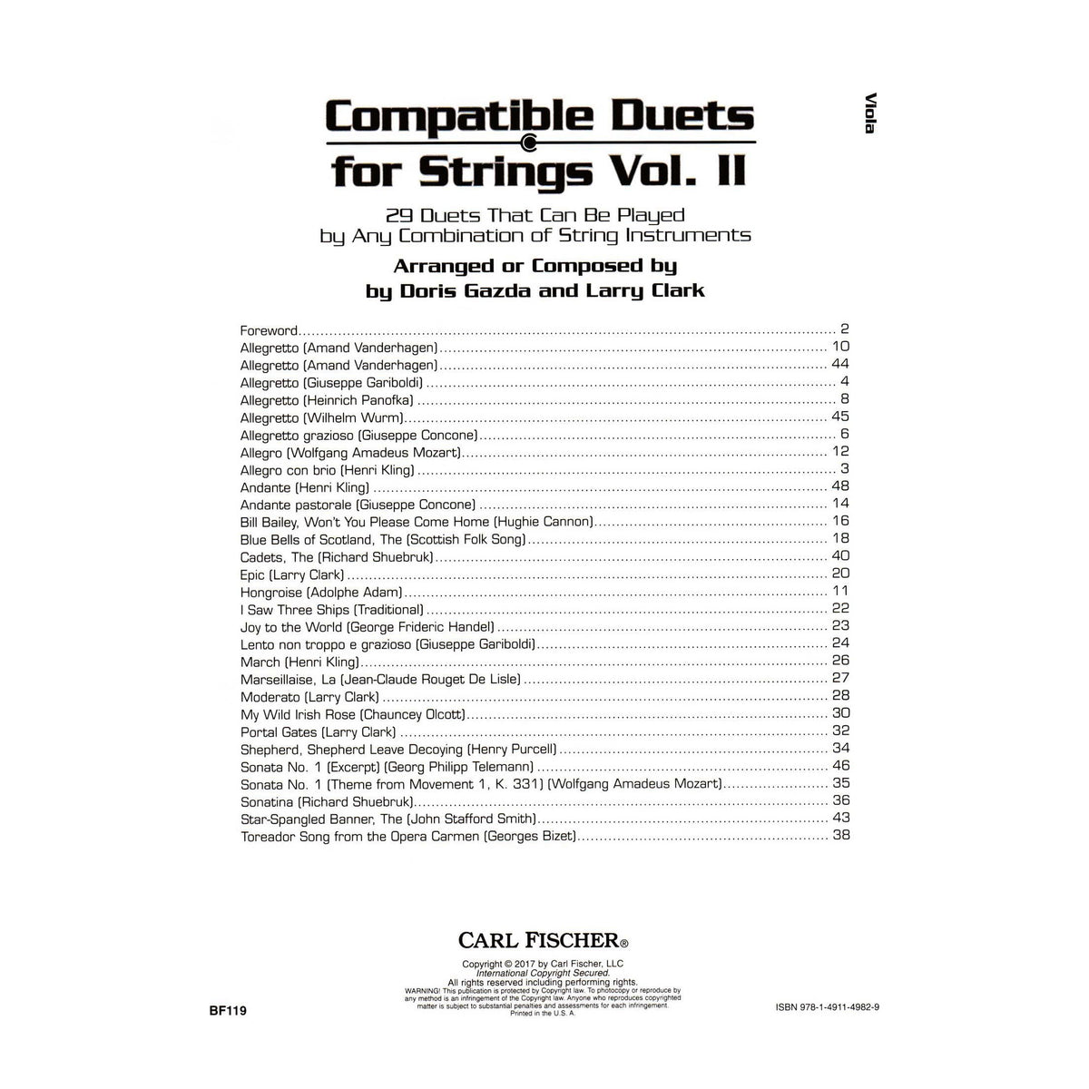 Gazda / Clark - Compatible Duets for Strings Volume II - Viola - Carl Fischer