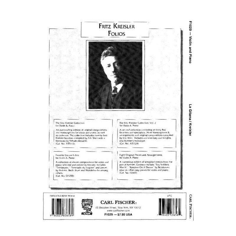 Kreisler, Fritz - La Gitana - Violin and Piano - Carl Fischer Edition