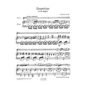 Rieding, Oscar - Concertino In  G Major Op 24 For Violin and Piano Published by Bosworth & Co