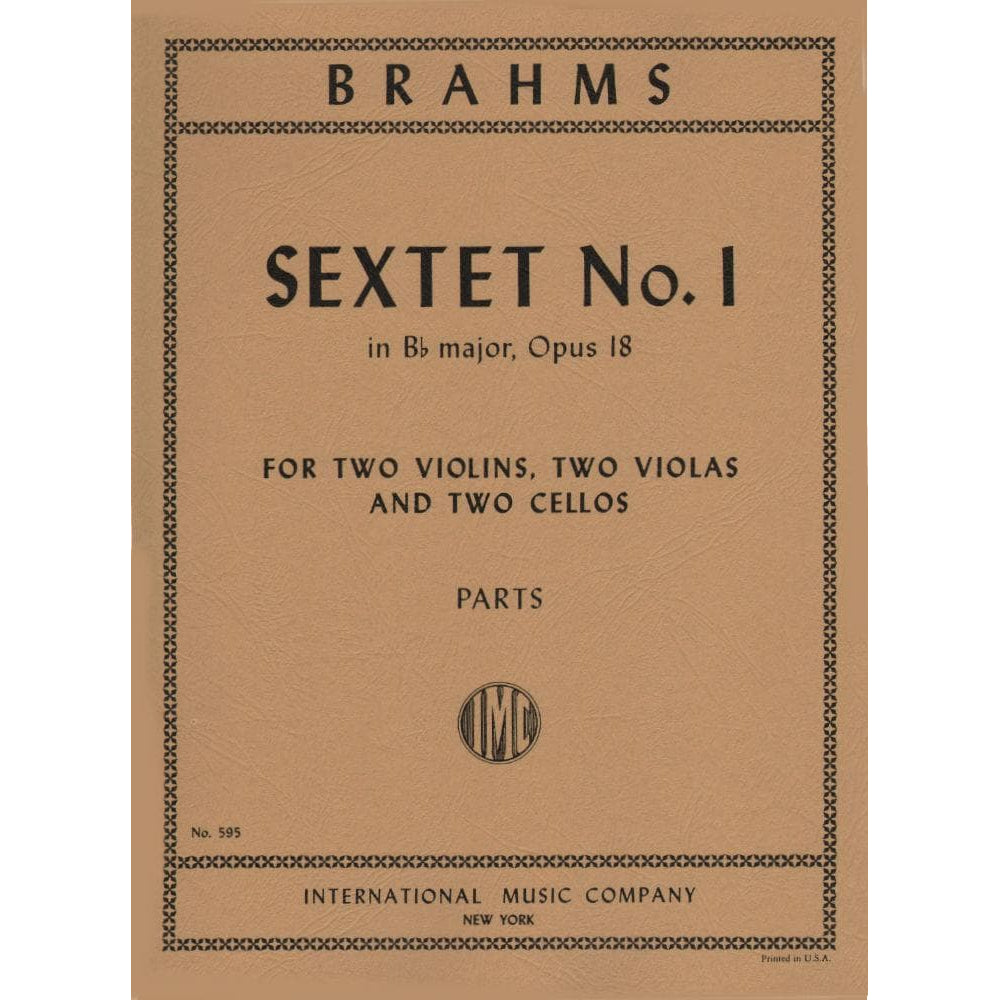 Brahms, Johannes - Sextet No 1 in B-Flat Major, Op 18 - Two Violins, Two Violas and Two Cellos - Set of Parts - International Music Company