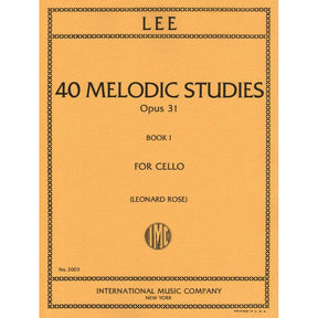 Lee, Sebastian - 40 Melodic Studies, Op 31, Volume 1 (Nos 1-22) - Cello solo - edited by Leonard Rose - International Music Co