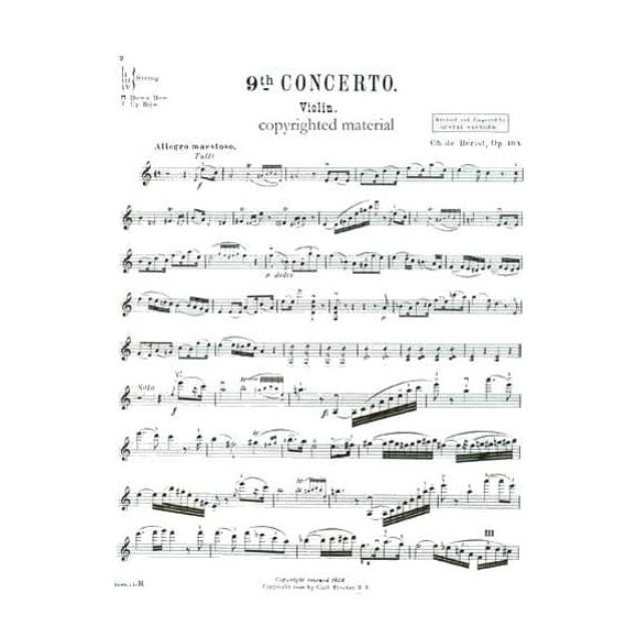 Beriot, Charles De - Concerto No 9 in a minor Op 104 for Violin and Piano - Arranged by Saenger - Fischer Edition