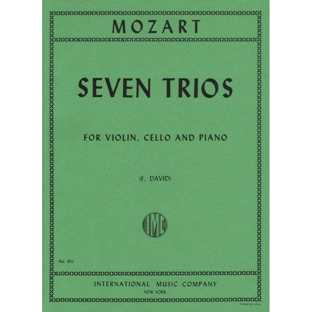 Mozart, WA - Seven Trios - Violin, Cello, and Piano - edited by Ferdinand David - International Music Co