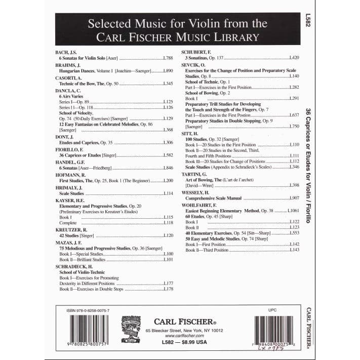 Fiorillo, Federigo - 36 Etudes or Caprices - Violin - edited by E Singer - Carl Fischer Edition