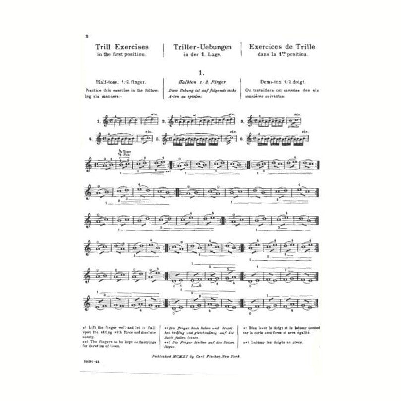 Sevcik, Otakar - Preparatory Trill Studies, Op 7, Part 1 - for Violin - Carl Fischer